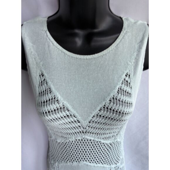 Tereza Santos Mint Green Knit Dress Size S Designer Brazil Party Beach Festival - Picture 2 of 11